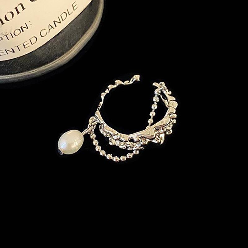 Foxanry Minimalist Copper Color Rings Party Jewelry For Women Korean Cute Creative Design Black Pendant Birthday Accessories