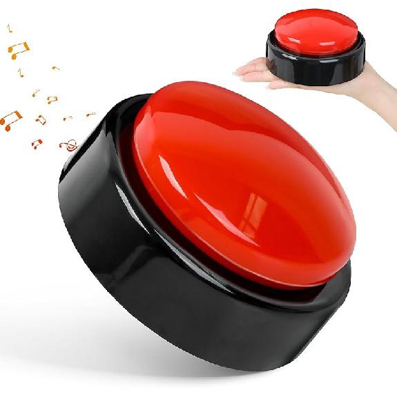 Говорящие часы для слепых пожилых людей - Большие говорящие кнопки, Говорящий будильник с регулировкой громкости, Сообщают время и день недели, Подарки для Black/Red