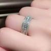Sterling Silver Ring Inlaid Crystal Zirconium Round Ring Stone Men And Women Luxury Simple  Gift Jewelry