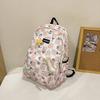 Plaid Cat Print Nylon Schoolbag Large Capacity Backpack High School Student Backpack