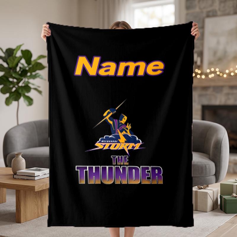 Melbourne Storm Custom Flannel Blankets Soft Warm Cozy Throws for Home Decor Holiday Gifts