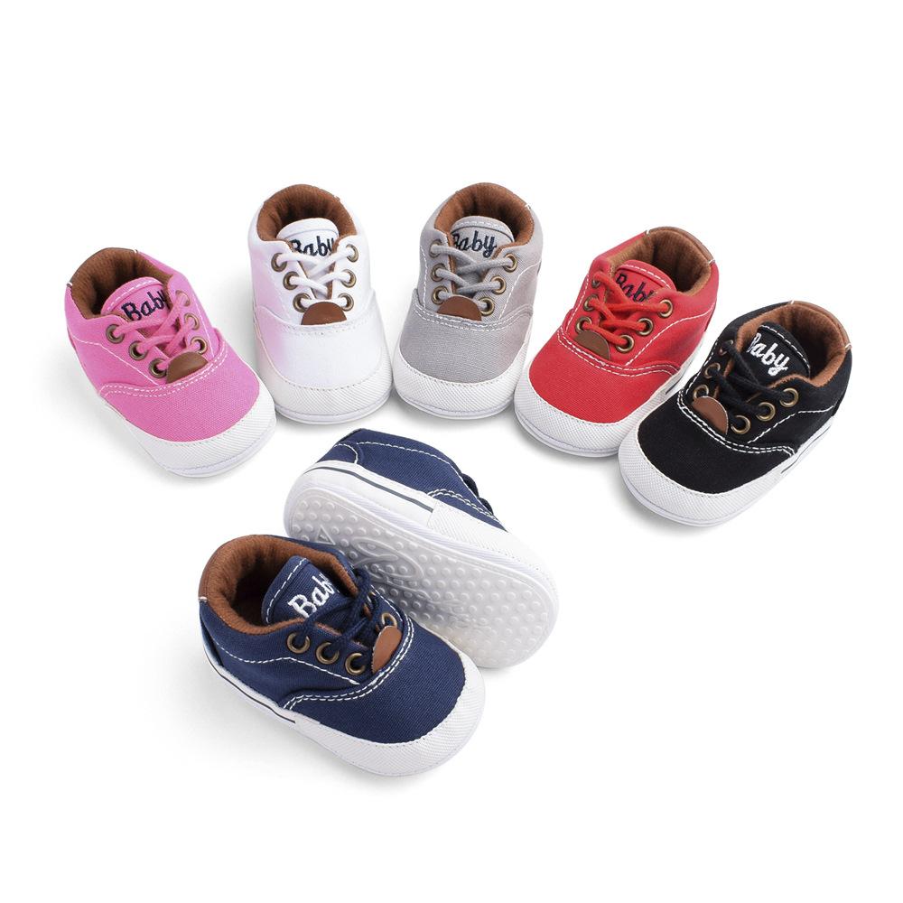 Spring New Soft Bottom Canvas Shoes for Baby Solid Color Letter Embroidery Casual Multicolor Shoes