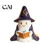 Shelf Sitter Ghost Lighted Figurine, Resin Wizard Statue with LED Light, Cute Halloween Gifts for Kids Reading Book Night Light Home Desktop