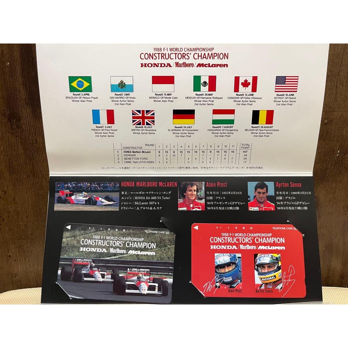 Used [Rare/Unused] F1 1988 Constructors Champion Telephone Card Set of 2