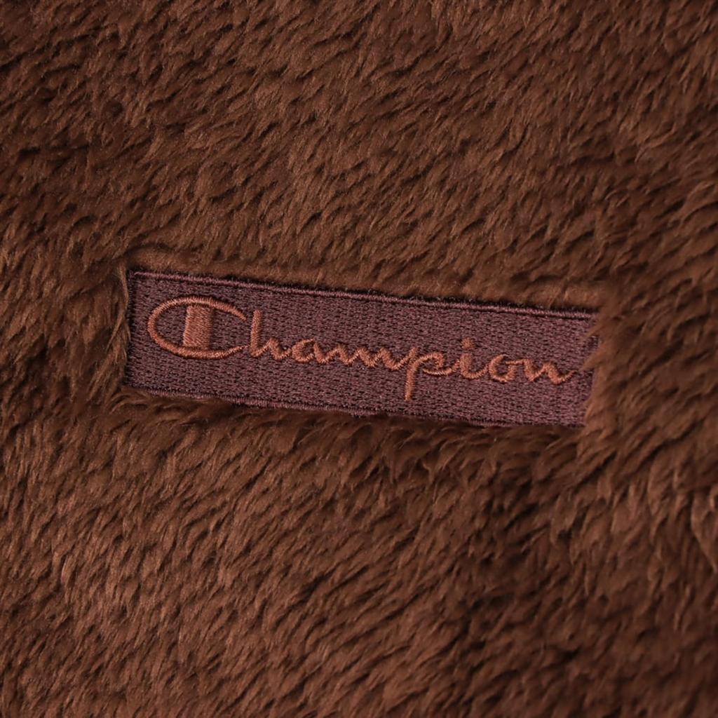 Champion Boa Fleece Outerwear with Script Logo High Neck Zip Hooded Size XL Men's Embroidery, Jacket, Brown, (C3-L616/C3-L616Z)