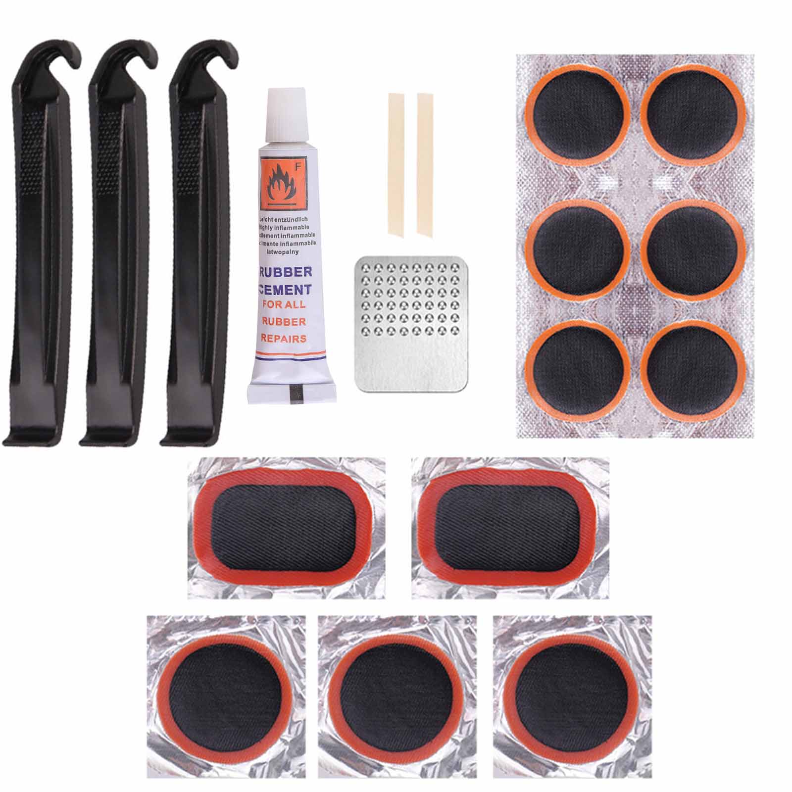 

Tire Kit – Glue-Free Cold Patch, Tire Prying Rod & Quick Tool Box for Mountain & Road Bikes One Size