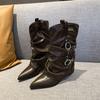 Fashion New Retro Style Women Knee High Boots Luxury Fashion Belt Buckle Shoes Autumn Winter Wedges Heel Women's Knight Long Boots