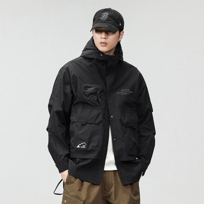 

Куртка с капюшоном мужская свободная большого размера куртка для активного отдыха повседневная куртка модный бренд 5XL чёрный