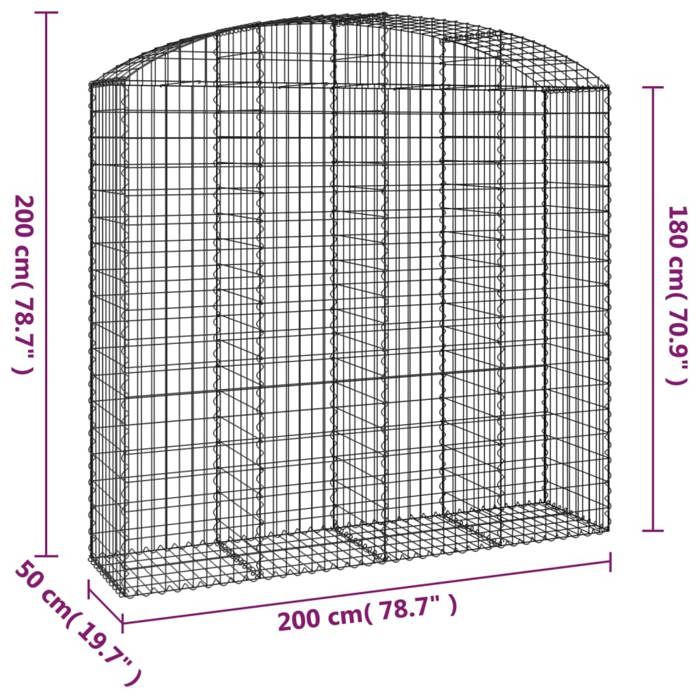 VidaXL Panier de Gabions Arqué Cage à Gabion Mur de Gabion Panier à Pierre Gabion pour Pierre Jardin Patio Extérieur 153479