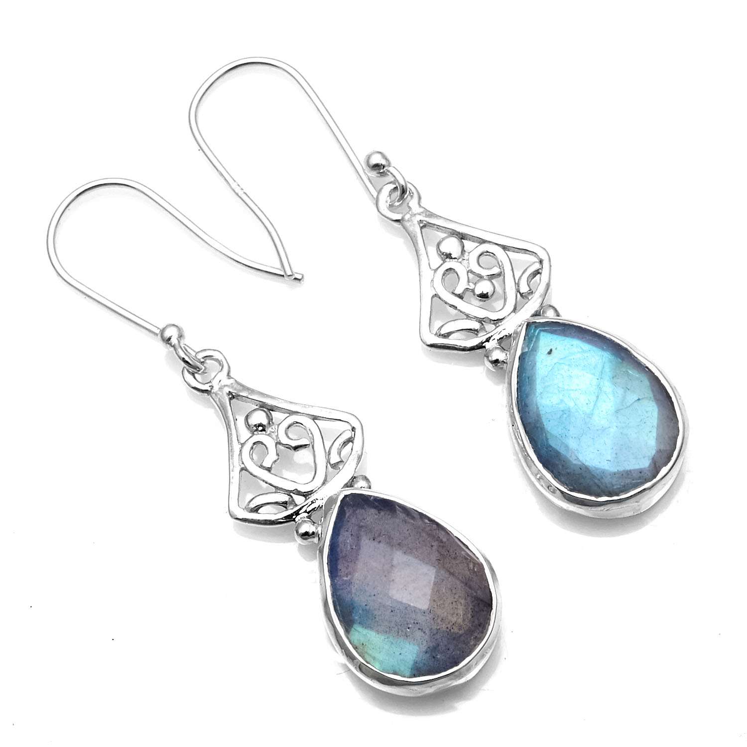 

Labradorite Gemstone Earrings Solid 925 Sterling Silver Handmade Earrings Jewelry Gift For Women And Girls E-1217
