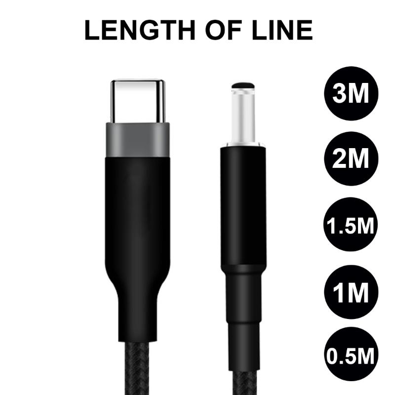 USB C to DC4.5x3.0mm Laptop Power Adapter Cable for Notebook 20V Power Supply Cord Black Braided Wire