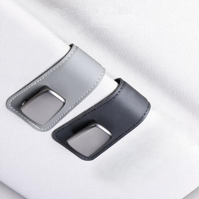 Multifunktions-Brillenclip für die Sonnenblende im Auto, Brillenclip aus Leder, Sonnenbrillenhalter für Autos, Kartenetui, Auto-Innenausstattung