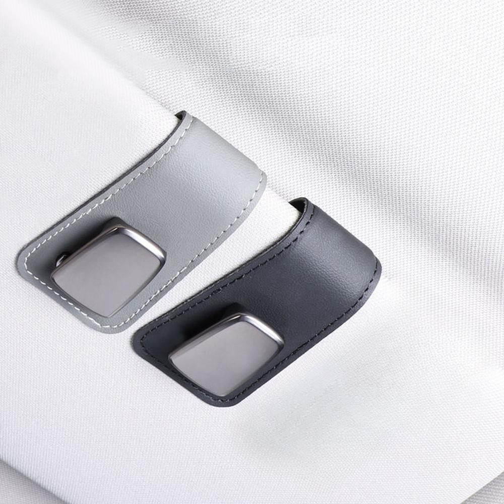 Multifunction Car Sun Visor Glasses Clip Leather Eyeglasses Clip Automobile Sunglasses Holder Card Case Auto Interior Accessorie