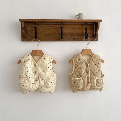 Korean Style Polka Dot Quilted Baby Vest (0-3 Years) - Thick, Warm Cotton for Boys and Girls