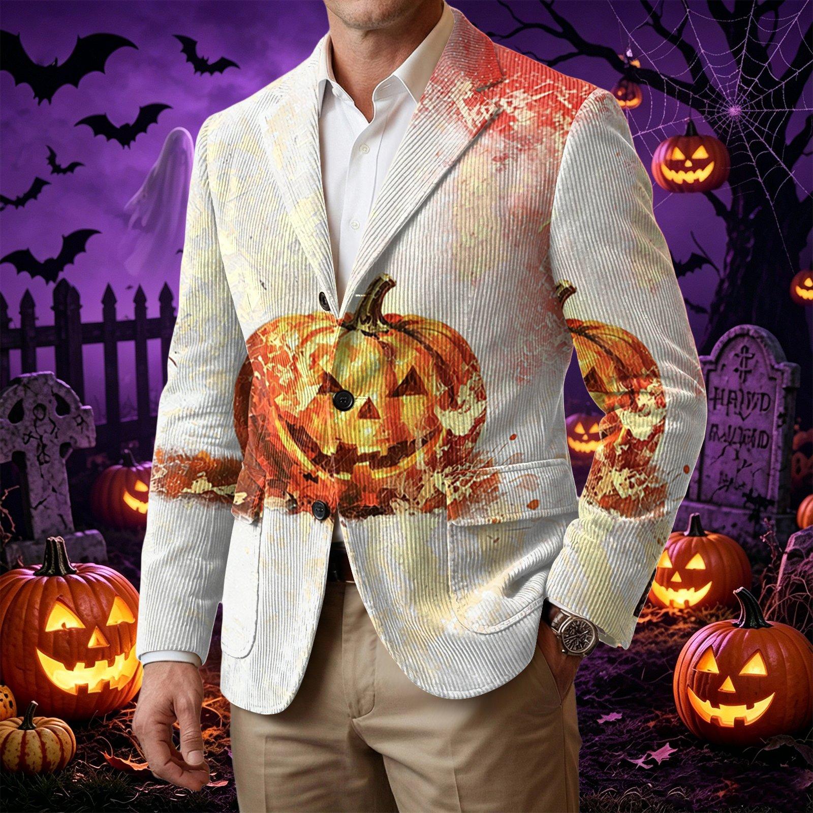 Men s Business Casual Corduroy with Halloween Print L