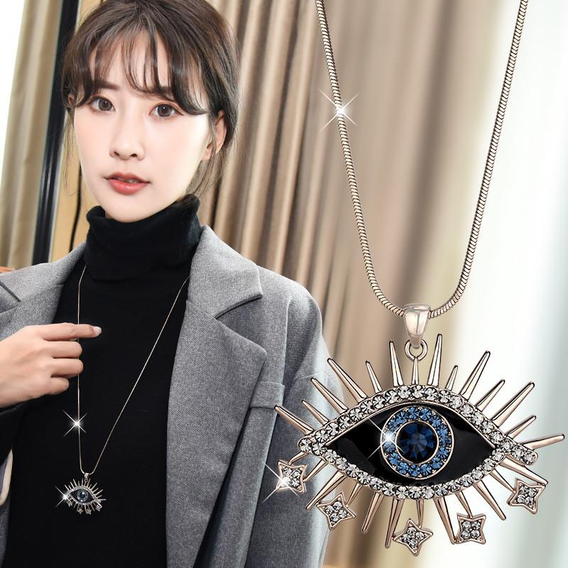 Stunning Long Necklace With Devil Eye Design In Durable Titanium Steel Material For Women