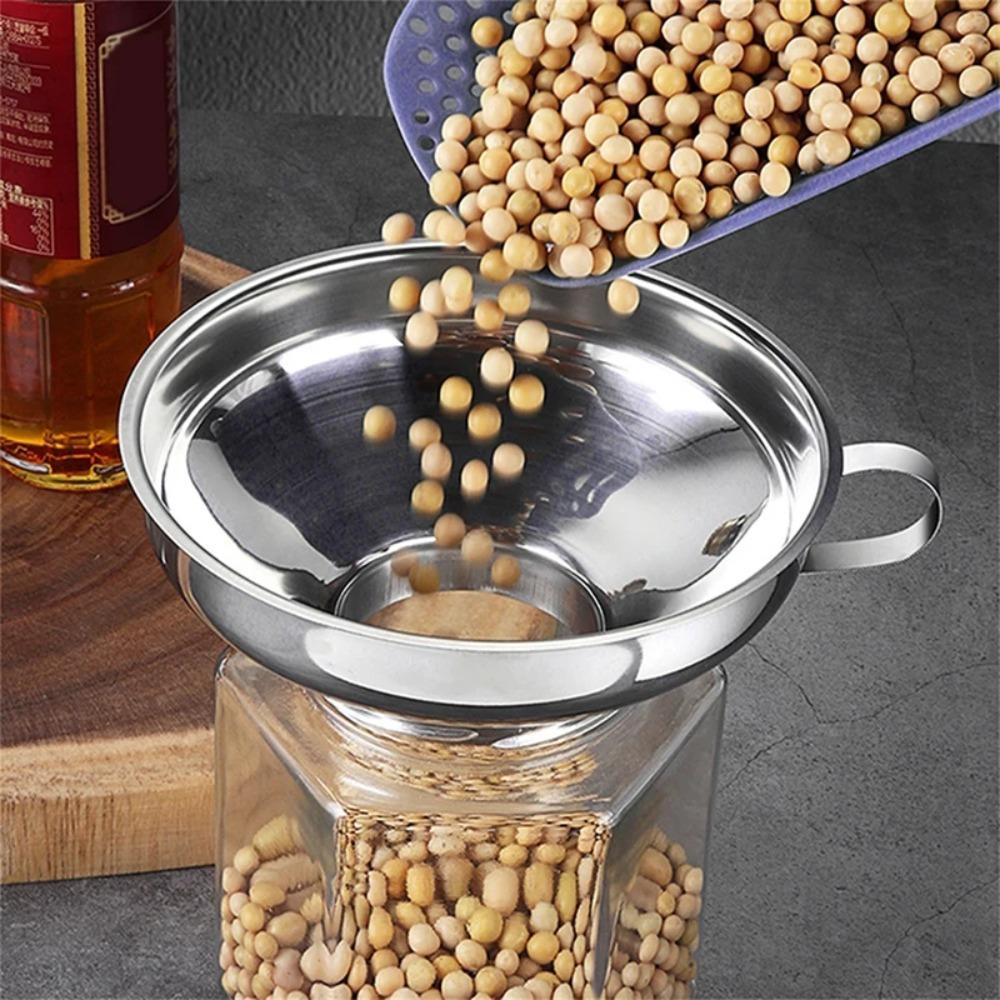 Stainless Steel Funnel Multifunctional Large Mouth Jam Can Wide Mouth Funnel Large Diameter with Handle Kitchen Accessories