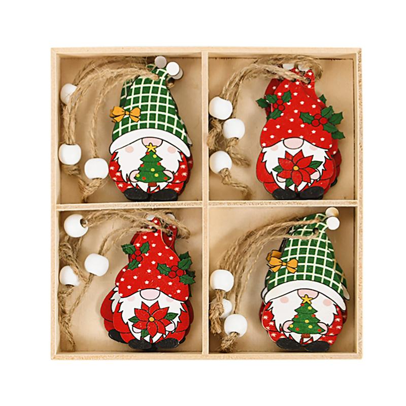 12Pcs Wooden Christmas Gnome Ornaments Xmas Tree Hanging Pendant 2025 Navidad Party Decoration for Home 2026 New Year Kids Gift