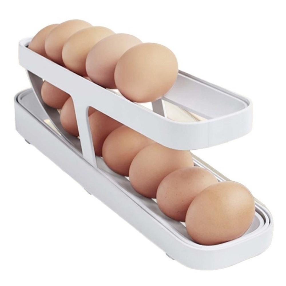 Rolldown Design Automatic Scrolling Egg Rack Double-layer Egg Basket Container  Kitchen Storage