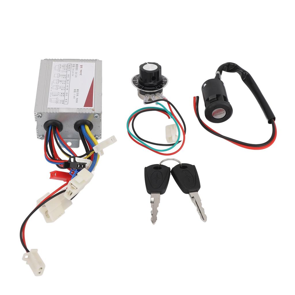 Controller per Bicicletta Elettrica 12V 500W Interruttore Controllo Velocità Set Chiave di Blocco per Tricicli Elettrici Motociclette