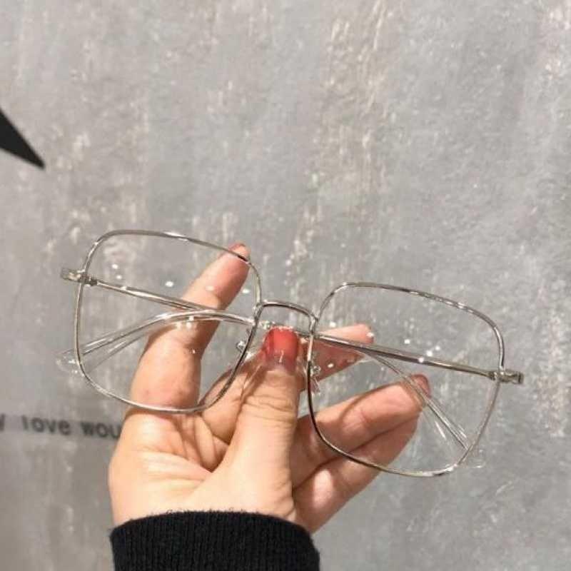 New Fashion Women's Glasses Large Frame Square Flat Mirror Starlight Fine Glitter Flat Mirror