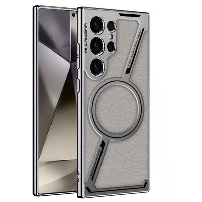 Dla Galaxy S24 S25 Ultra Galwanizowane Skórzane Etui na Telefon dla Samsunga Galaxy S25 S24 S23 Ultra Magnetyczna Ochronna Tylna Pokrywa