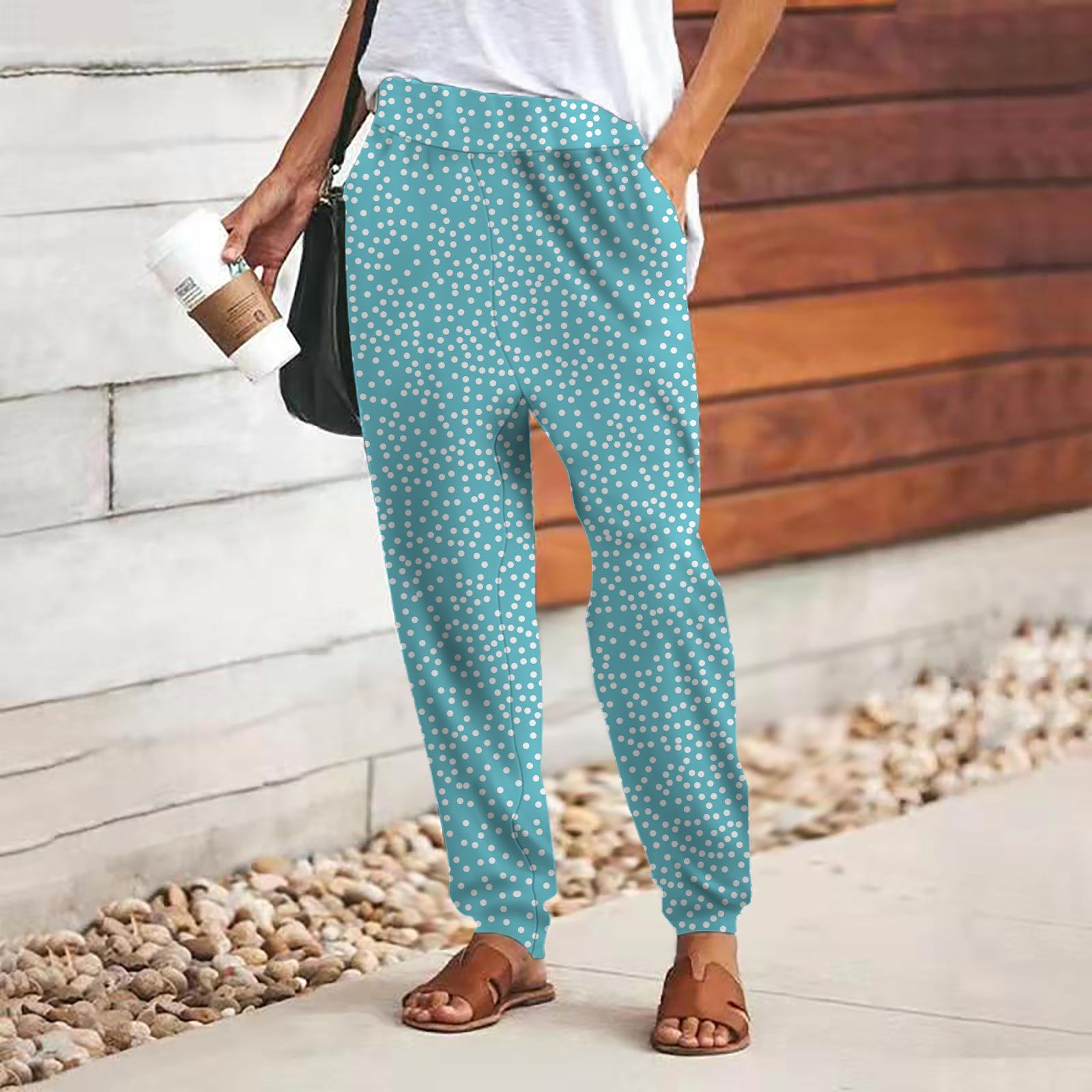 

Женские брюки с 3D-принтом в виде синих цветочных фрагментов, свободные брюки со шнуровкой и эластичным поясом, повседневные длинные брюки с карманами 7XL светло-синий