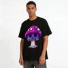 Dark Style Skull Mushroom Print Trendy Casual Crewneck Top Pure Cotton T-shirt