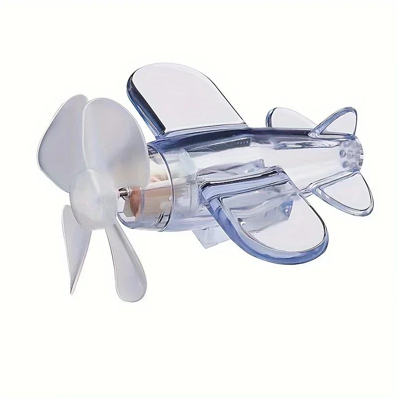 New Mini LED Luminous Airplane Car Ornaments Motorcycle Helmet Wind Powered Rotating Glowing Small Aircraft Decoration