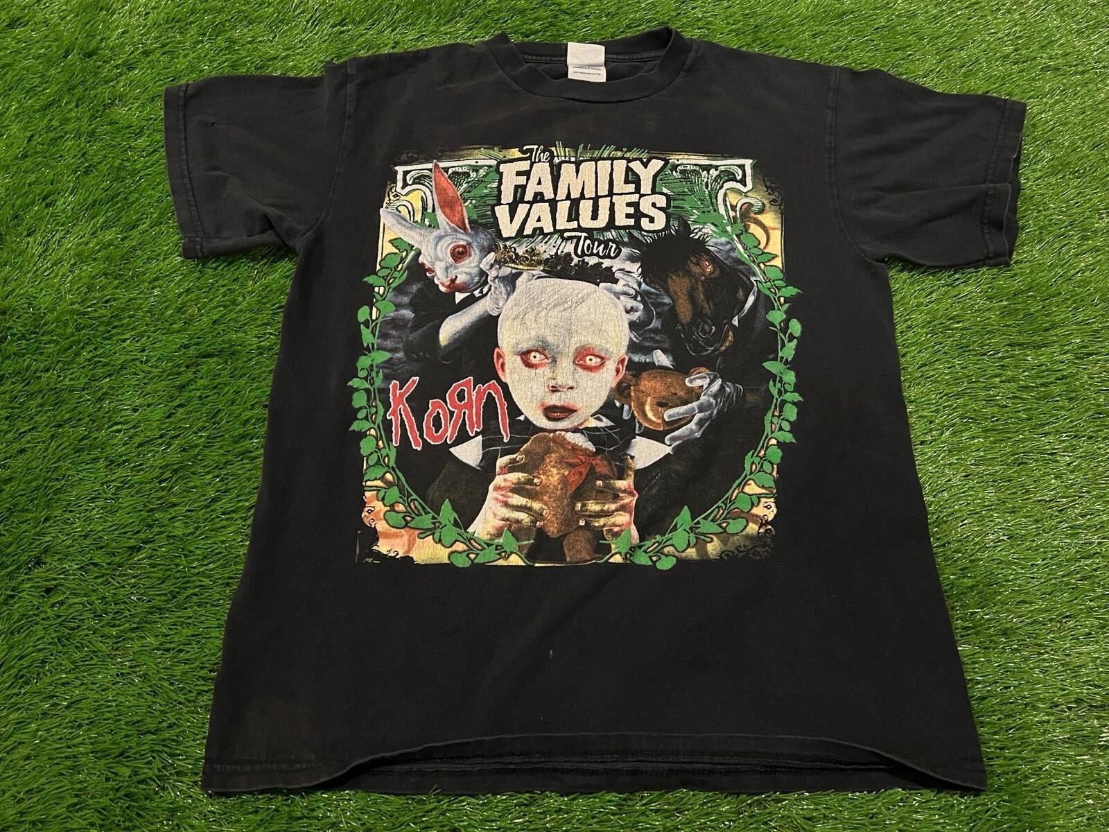 Vintage KORN - The Family Values Tour 2006 Double Sided T-Shirt - Size MEDIUM Unisex T-Shirt L