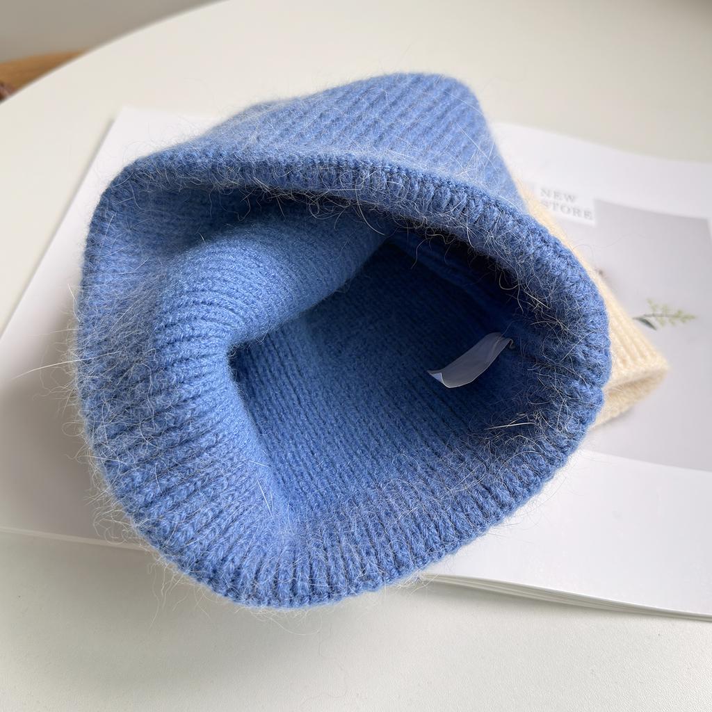 Winter Hats Woman Men Rabbit Fur Knitted Beanie Solid Color Keep Warm Korean Style Casual Baggy Cap Soft Fur Lined New