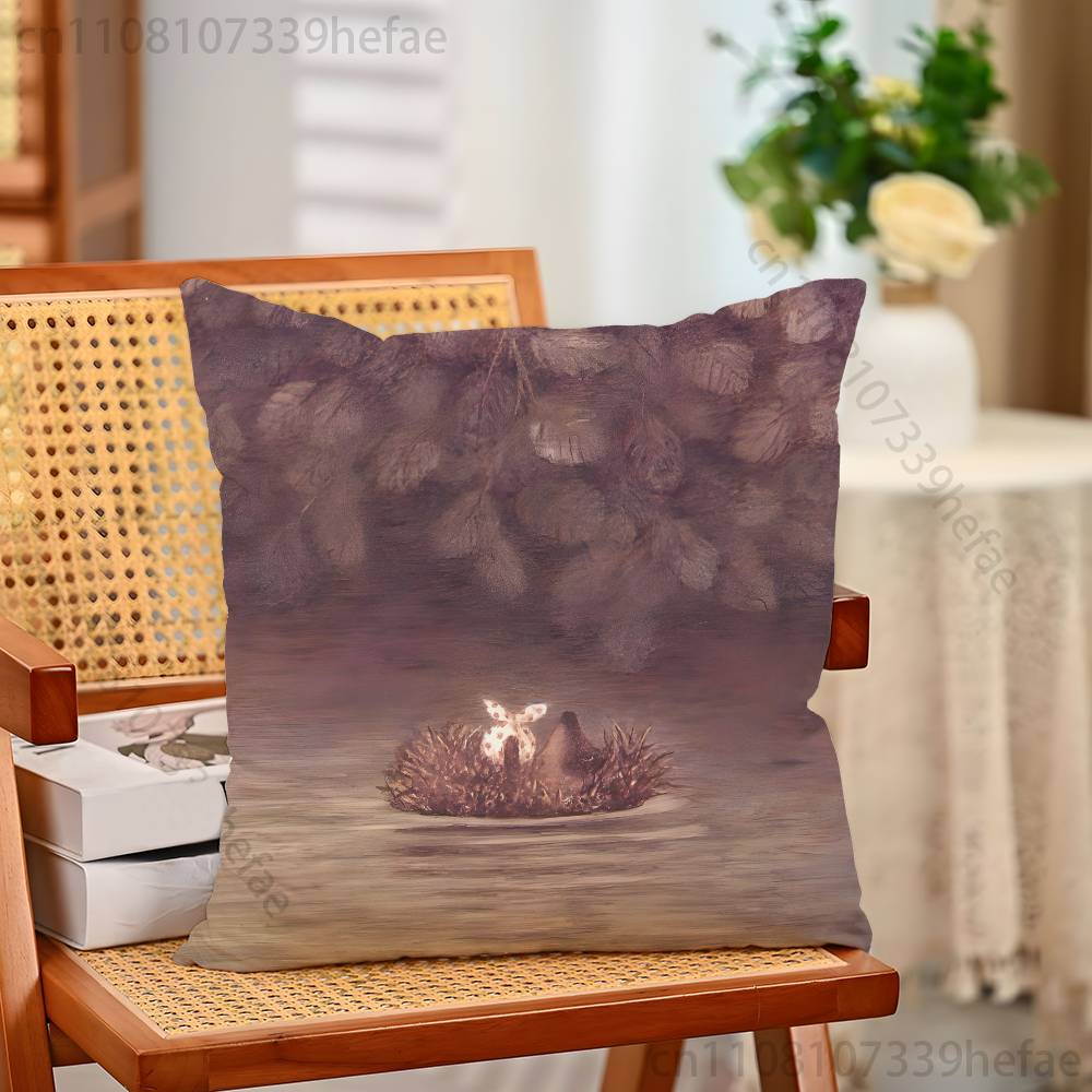 Retro Vintage Hedgehog Print Polyester Pillow Case for Valentine gift Home Sofa Cushion Cover Decoration Custom