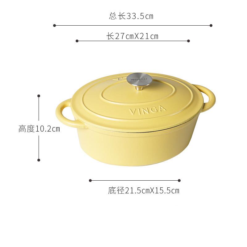 

27cm Enameled Cast Iron Oval Dutch Oven for Braising Broiling Bread Baking 3L Saucepan Kitchen Utensil Cast Iron Casserole Dish