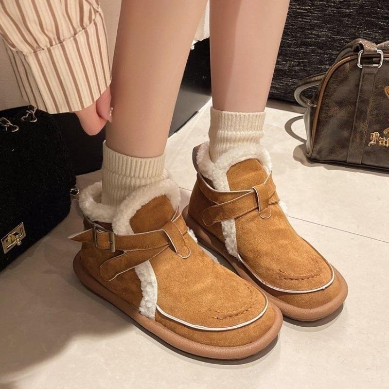 Fashion Winter Flat Round Toe Woman Shoes Fashion Fleece-lined Booties High Quality 2025 New in Chic and Elegant Snow Boots for Women