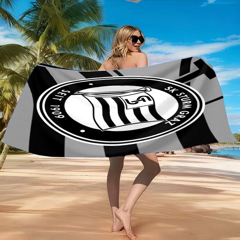 Toalla de Playa de Microfibra Estampada con el Escudo del Sturm Graz, Suave y Absorbente, Secado Rápido, Ideal para Viajes de Verano, Esencial para la Playa, Piscina