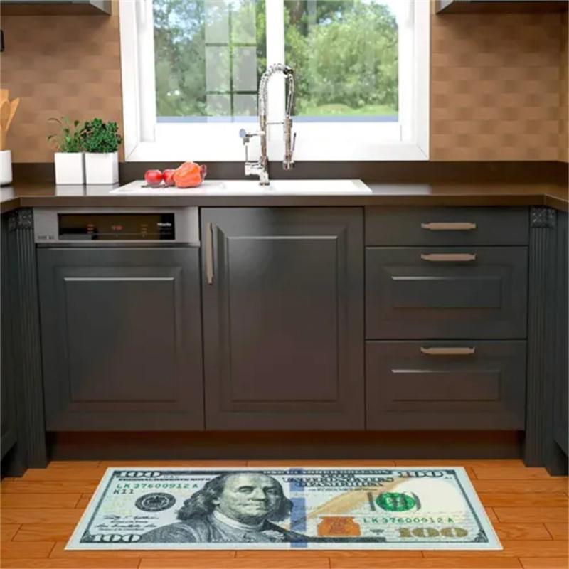 100 Dollar Bill Money Kitchen Floor Mat Home Decor Hallway Balcony Laundry Runners Rugs Bathroom Non-slip DoorMat