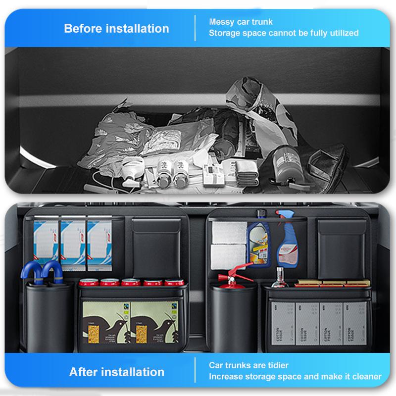 SEAMETAL Car Trunk Leather Storage Bag Car Seat Back Organizer Multifunctional UV Storage SUV Back Seat Hanging Bag