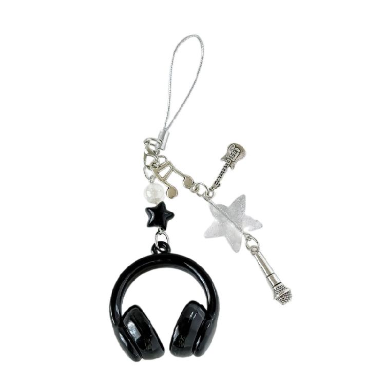 Vibrant Headphone Charm Keychain Keyring Phone Chain Featuring Musical Notes For Birthday Presents and Decorations