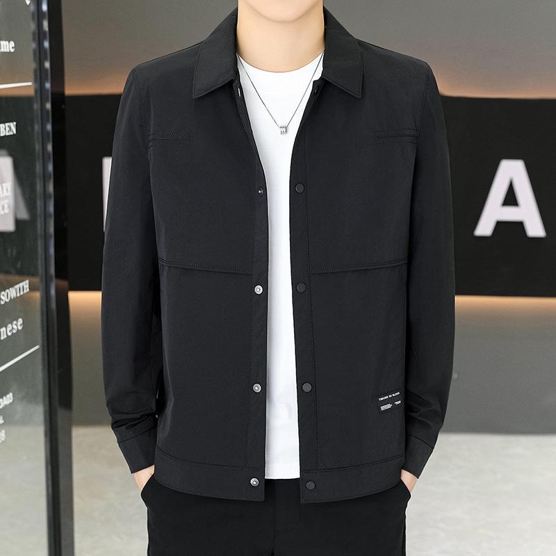 Spring and Autumn New Jacket Men's Simple Casual Jacket Trendy Versatile Middle-aged and Youth Top Jacket