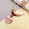 Ethnic Style Colorful Striped Necklace Round Leather Pendant Necklace Women's Fashionable Wooden Bead Necklace Bohemian Jewelry