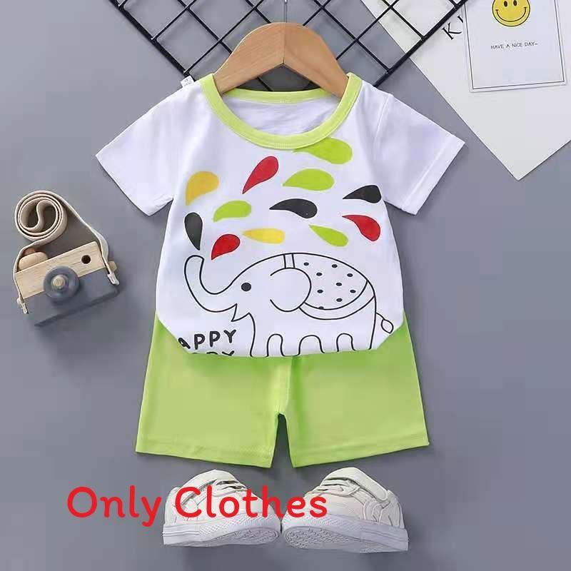 Baby Cartoon T Shirt Shorts Set With Cotton Fabric For Kids Ages 3 To 8