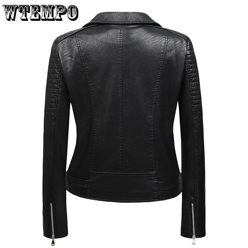 Pu Leather Jacket Female Short Collar Jacket Spring Korean Slim Biker Leather Jacket