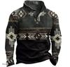 Holiday Essential! Santa Print Long Sleeve Polo Shirt, Casual Festive Top