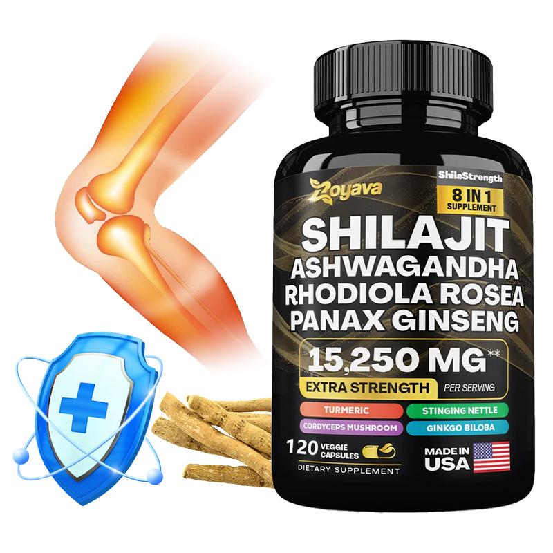 Blended herbal Supplements, Shilajit Ashwagandha Rhodiola Panax Ginseng 120 Capsules