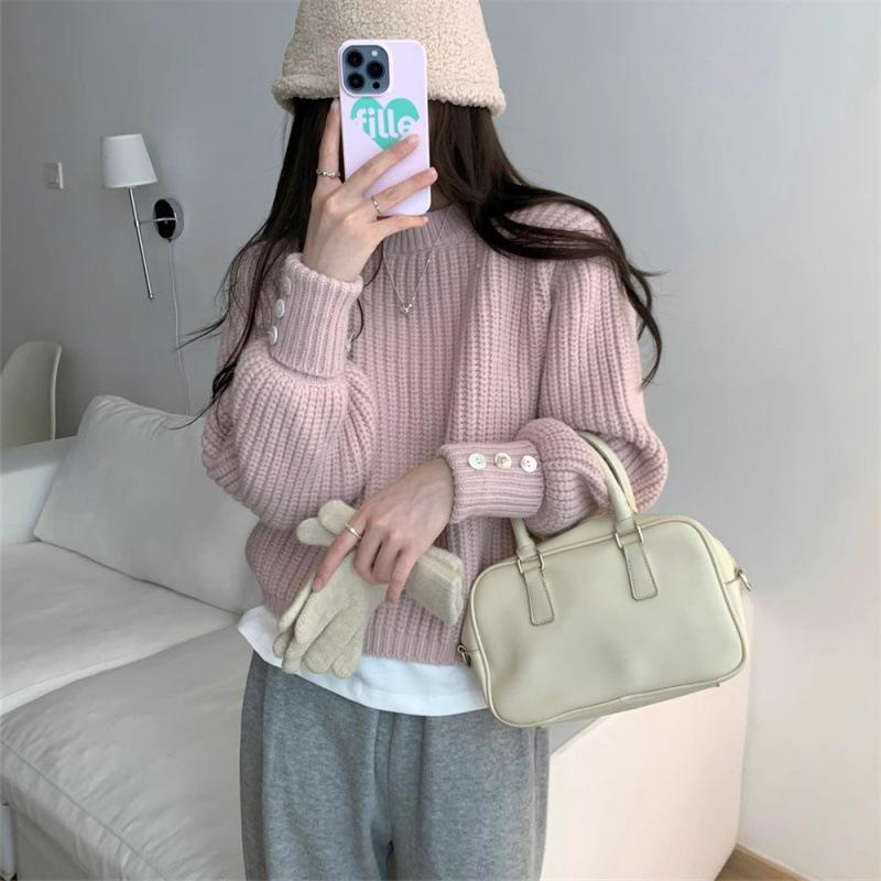 Women's Japanese Retro Loose Knit Pullover - Soft, Long Sleeve Base Layer for Spring/Autumn