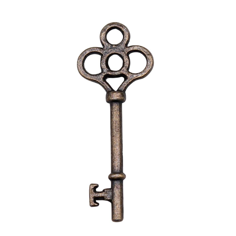 

40шт Ключ Шармы Шармы Античная бронза Цвет Цинковый сплав 25X10mm