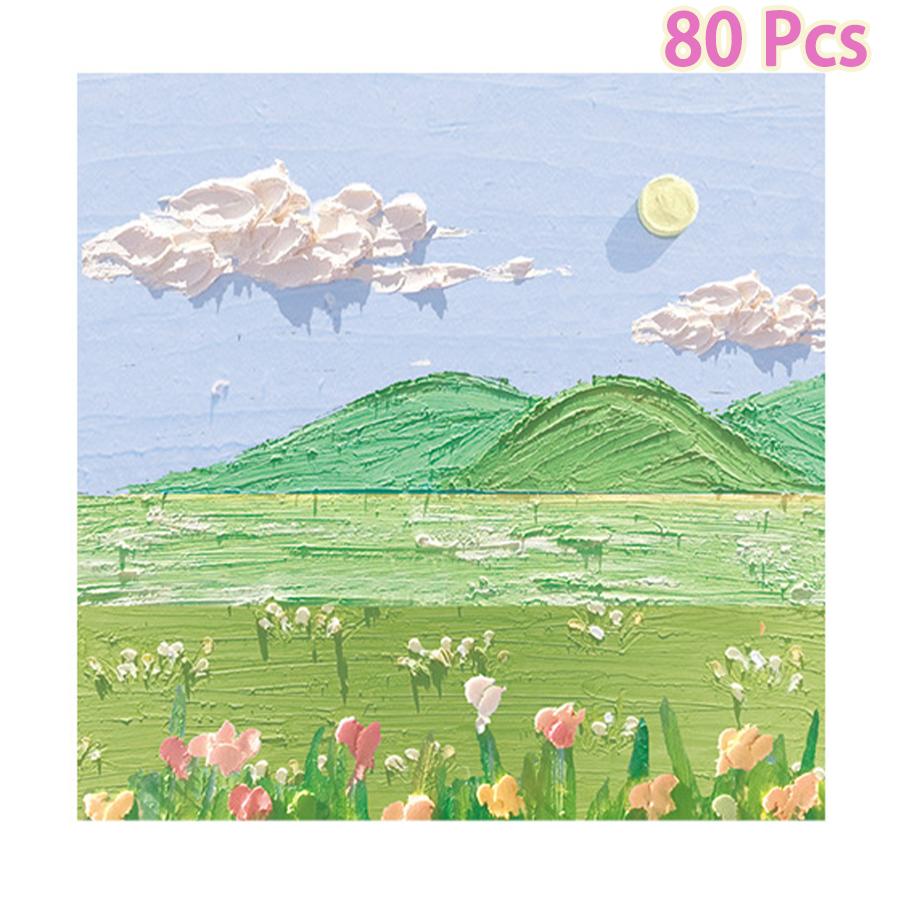 80pcs Oil Painting Scenery Convenience Sticker Salt simple Japanese high-value cute stickers school supplies office stationery