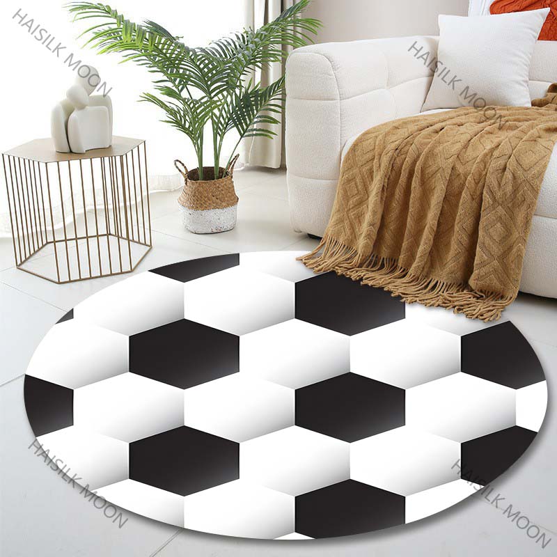 

Multiple sizes Soccer ball pattern Print Round Carpet Living Room Bedroom Table Chair Sofa Decorative Carpet Luxury gifts Diameter -60cm