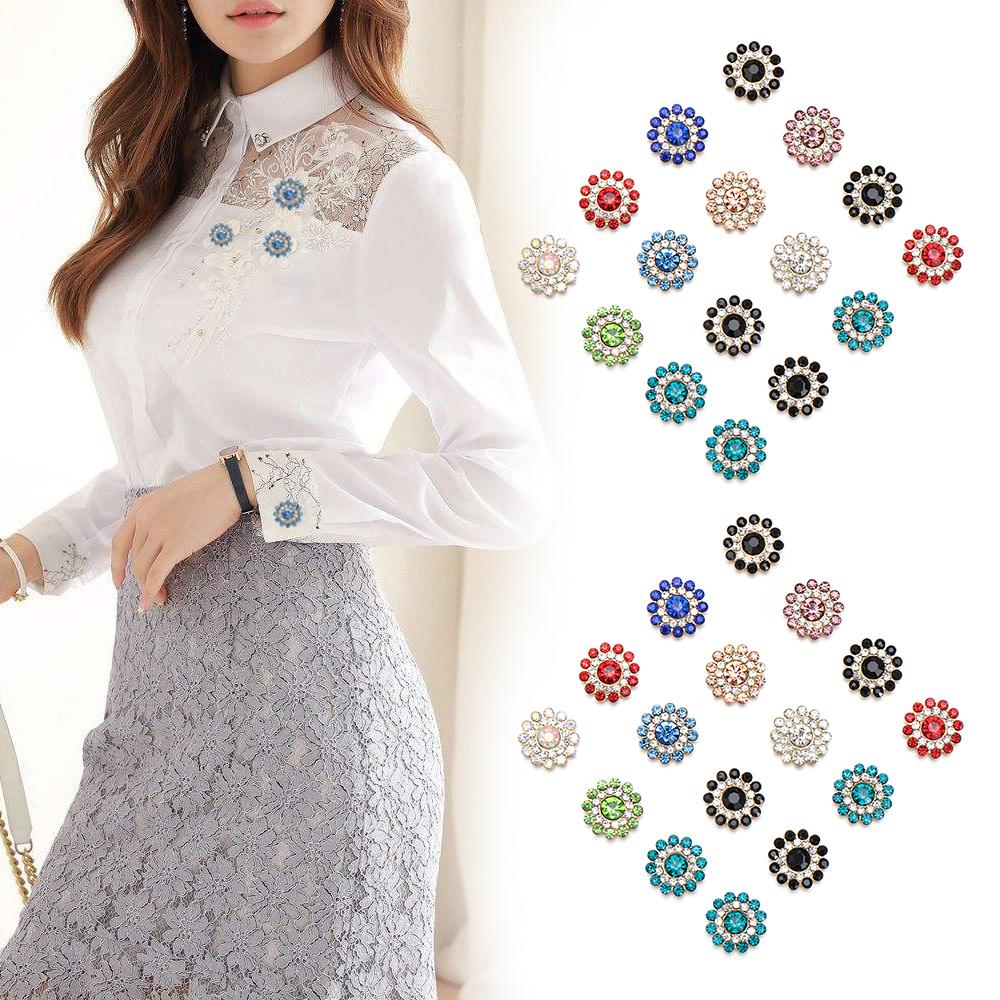 10PCS Sparkling Rhinestone Buttons Vintage Buttons For Apparel Sewing Pearl Hairpin Decoration DIY Jewelry Crafts Flower Buttons