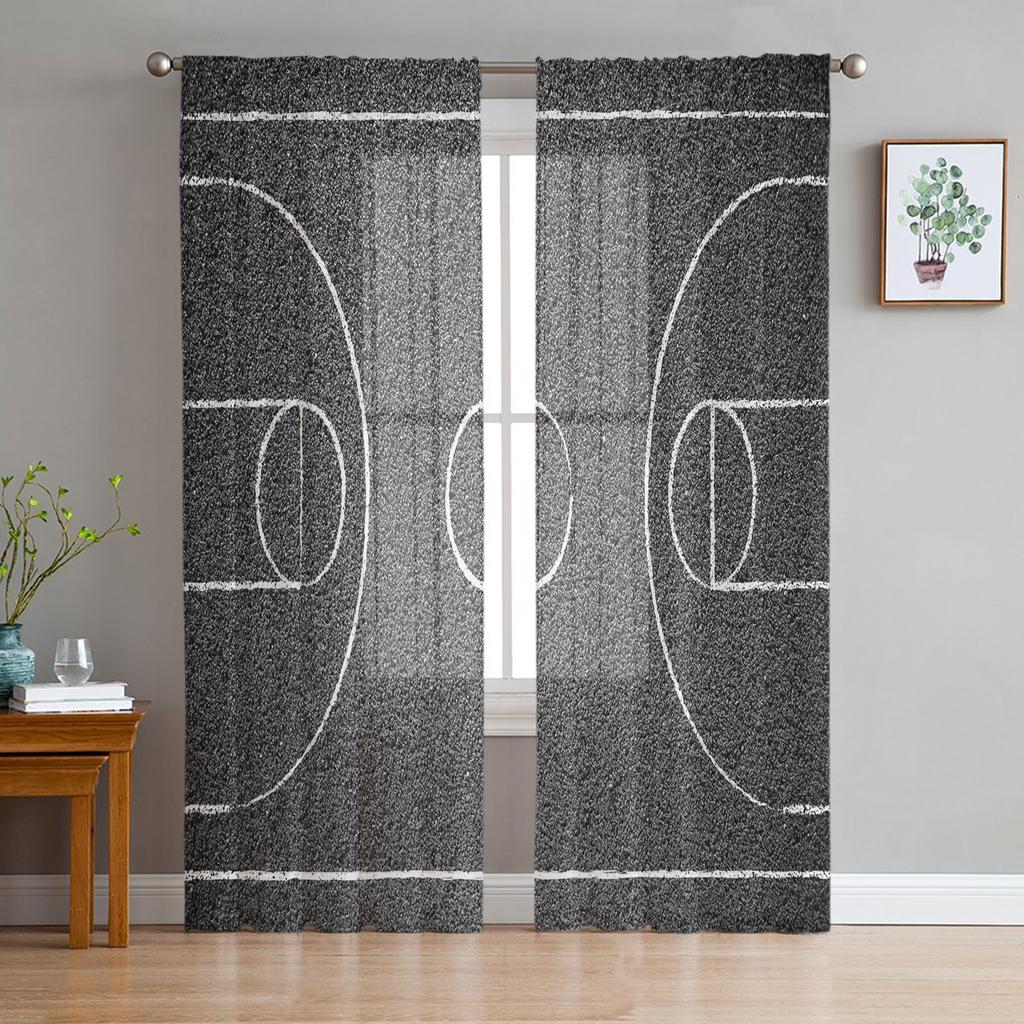 Soccer Balls Football Field Curtain For Living Room Transparent Tulle Curtains Window Sheer For The Bedroom Accessories Decor